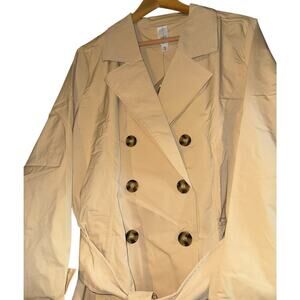 New Wynne Layers Trench Coat Chiffon Pleated Back Women's XL Academia Carmen